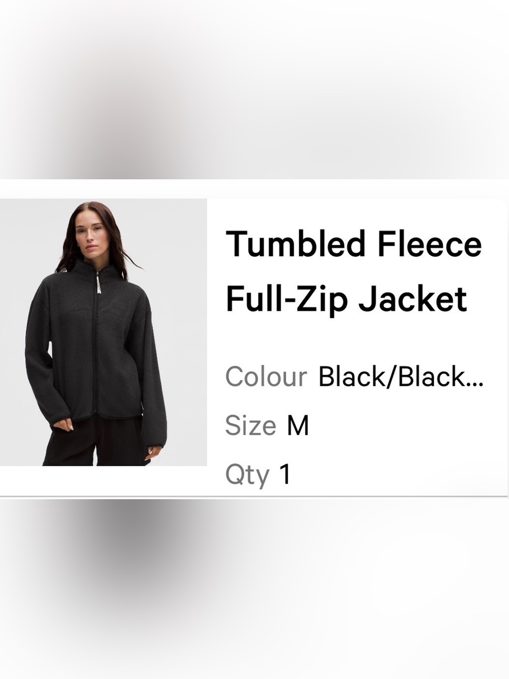 Lululemon Black Tumbled Fleece Full-Zip Jacket size medium
